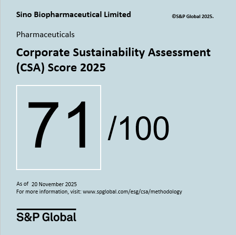 中國生物制藥標普全球可持續發展評分再創新高，ESG領導力躋身全行業排名前列